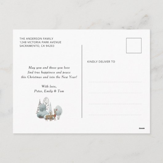 フォトスターパーソナライズされたズ雪メリークリスマス シーズンポストカード (裏面)