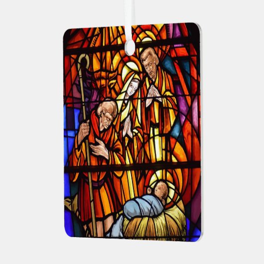 フォトステンドグラス出生ベビーイエス メタルオーナメント (正面左)