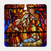 フォトステンドグラス出生ベビーイエス メタルオーナメント (正面)