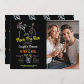 フォトストックバーパーティーネオンカップルのシャワー 招待状 (正面/裏面)