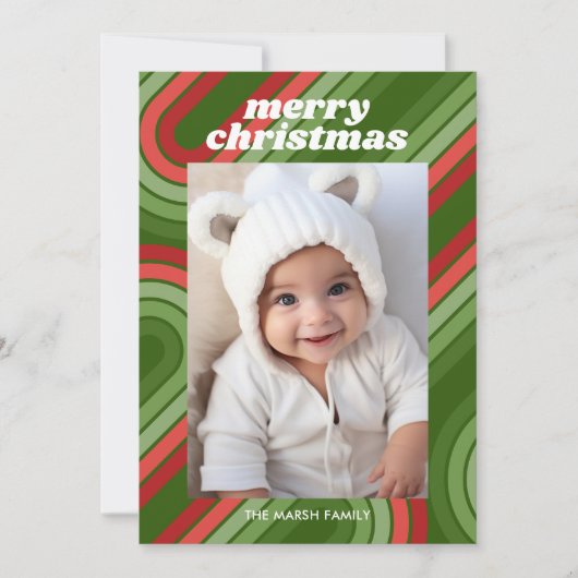 フォトストライプレトロ – 赤ファンキー緑 シーズンカード (正面)