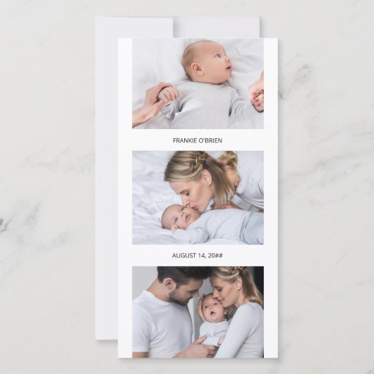 フォトストリップコラージュ4フォト誕生 案内状 (正面)
