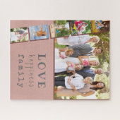 フォトストリップコラージラブハピネス家族ピンク ジグソーパズル (横)