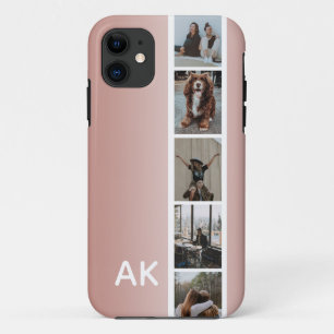 フォトストリップピンクグラデーションのパーソナライズされたイニシャ iPhone 11 ケース