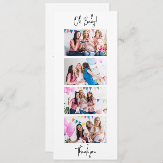 フォトストリップフォトブース赤ちゃんシャワー感謝していカード セーブザデート (正面/裏面)