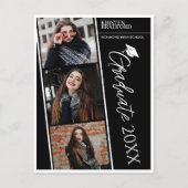 フォトストリップモダンブラック卒業の発表 ポストカード (正面)