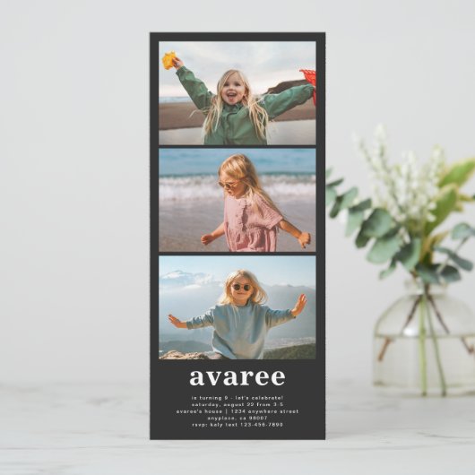 フォトストリップ誕生日招待状 招待状 (スタンド正面)