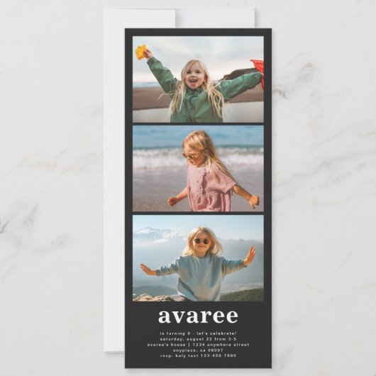 フォトストリップ誕生日招待状 招待状 (正面)
