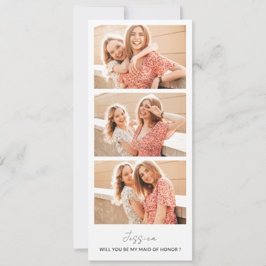 フォトストリップ3写真ブリデスメイド提案カード セーブザデート (正面)