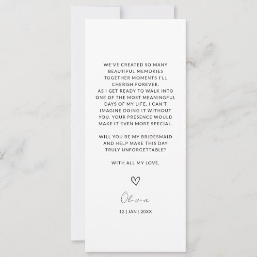 フォトストリップ4写真ブリデスメイド提案カード セーブザデート (裏面)