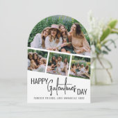 フォトストリモダンップコラージュのアーチ型ガメンズデー 招待状 (スタンド正面)