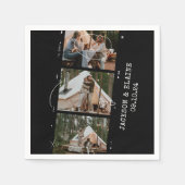 フォトストリモダンップシンプル3フォト結婚ズ スタンダードカクテルナプキン (正面)