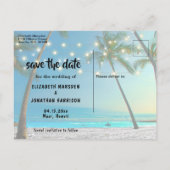 フォトストリングライトトロピカルビーチ日付Zを保存 案内ポストカード (裏面)