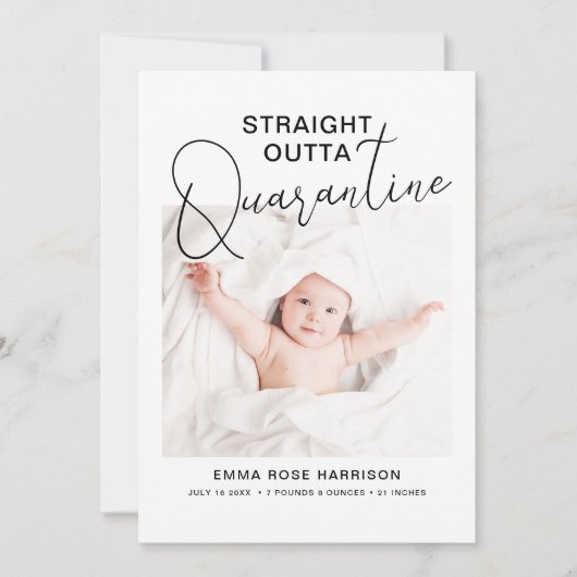 フォトストレートアウト検疫誕生 案内状 (正面)