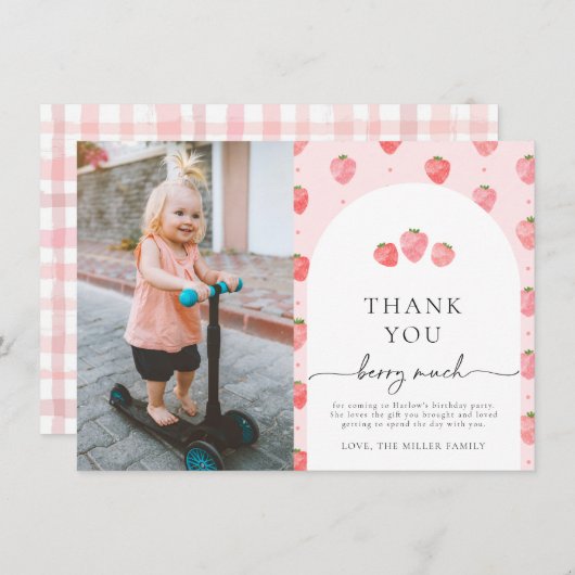 フォトストロベリーサンキューカード 招待状 (正面/裏面)