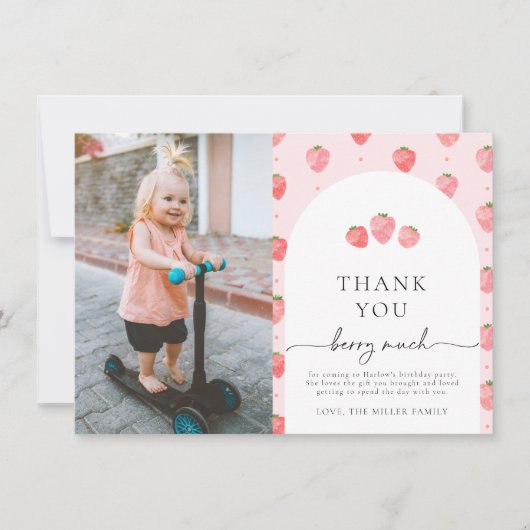 フォトストロベリーサンキューカード 招待状 (正面)