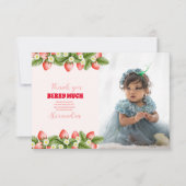 フォトストロベリーベリーファースト誕生日 サンキューカード (正面)