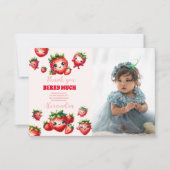 フォトストロベリーベリーファースト誕生日 サンキューカード (正面)