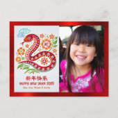 フォトスネ中国のーク2025年新年ペーパーカットレッド シーズンポストカード (正面)