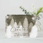 フォトスノーウォレストスノーフレークズニュートラルクリスマス シーズンカード (スタンド正面)