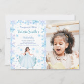 フォトスノーフォークプリンセス誕生日招待状 招待状 (正面)