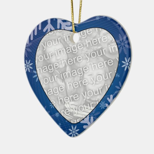 フォトスノーフレークの追加ハートオーナメント セラミックオーナメント (左)