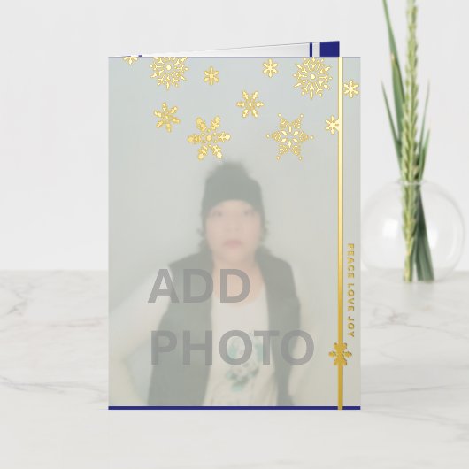 フォトスノーフレークスフォイルホリデーカード 箔シーズンカード (正面)