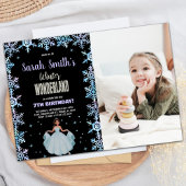 フォトスノーフレークブラックウィンターワンダーランド 招待状