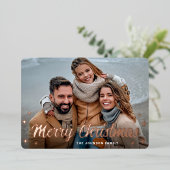 フォトスパークルメリークリスマスグリーティングバラ 箔シーズンカード (立ち正面)