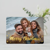 フォトスパークルメリークリスマスグリーティング金ゴールド 箔シーズンカード (立ち正面)