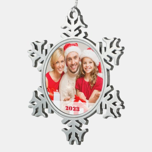 フォトスパーソナライズされたノーフレーク額縁オーナメント スノーフレークピューターオーナメント (右)