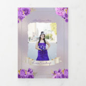 フォトスペインのパールとパープルバラキンセアニェラ 三つ折り招待状 (カバー)