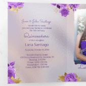 フォトスペインのパールとパープルバラキンセアニェラ 三つ折り招待状 (内部最初)