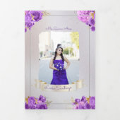 フォトスペインのパールとパープルバラキンセアニェラ 三つ折り招待状 (カバー)