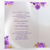 フォトスペインのパールとパープルバラキンセアニェラ 三つ折り招待状 (内部最初)