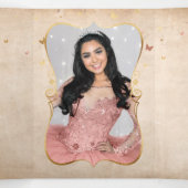 フォトスペインの赤面ピンクローズ金ゴールドキンセアニェラ 三つ折り招待状 (内部中)