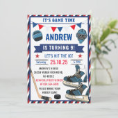 フォトスポーツでアイスホッケー誕生日をパーソナライズ 招待状 (スタンド正面)