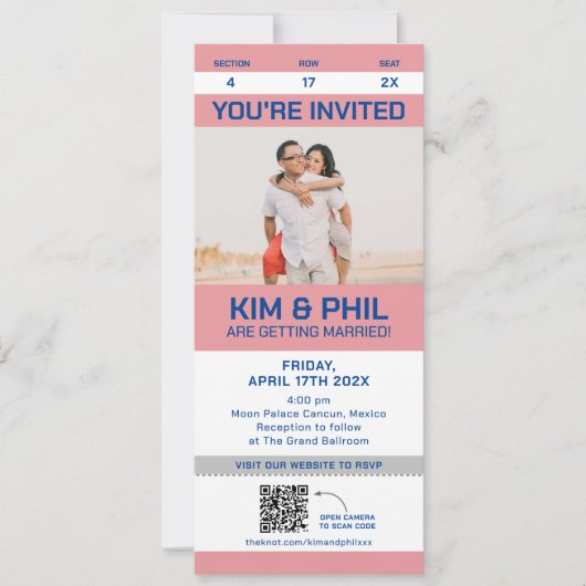 フォトスポーツチケット招待状ラージカードQRコード (正面)