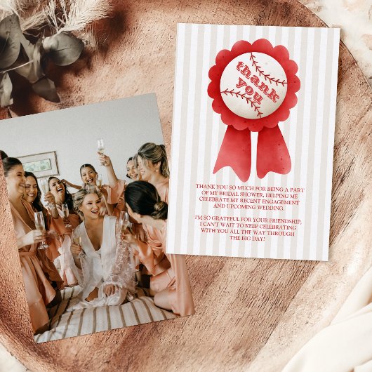 フォトスポーツベースボールホームランブライダルシャワー サンキューカード