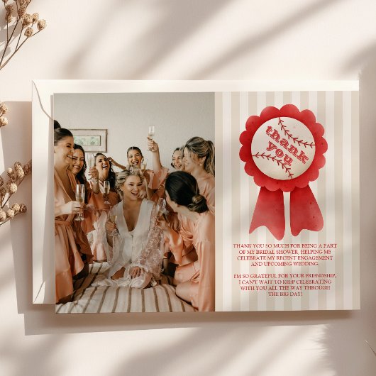 フォトスポーツベースボールホームランブライダルシャワー サンキューカード