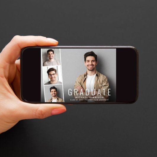 フォトスミニマルトモダンストリップの卒業 案内状