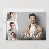 フォトスミニマルトモダンストリップの卒業 案内状 (正面)