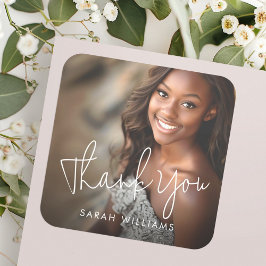 フォトスモダンクリプトの感謝してい卒業式あなた スクエアシール