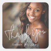 フォトスモダンクリプトの感謝してい卒業式あなた スクエアシール (正面)