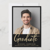 フォトスモダンクリプトはっきりしたブラック卒業 案内状 (正面)