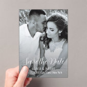 フォトスモダンクリプトエレガント日付の保存 アクリル招待状 (インサイチュ (ポータブル))