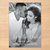 フォトスモダンクリプトエレガント日付の保存 アクリル招待状 (正面)