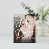 フォトスモダンクリプトエレガント日付の保存 ポストカード (スタンド正面)