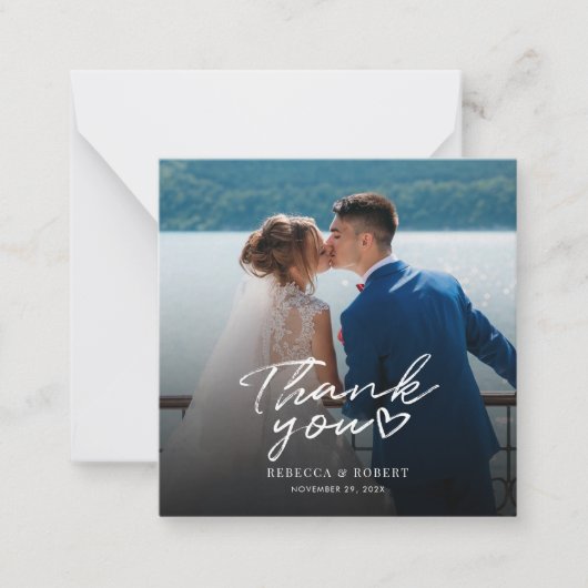 フォトスモダンクリプト結婚のThank You Note Card ノートカード (正面)