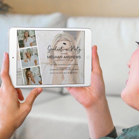 フォトスモダントリップコラージュ卒業パーティー 招待状